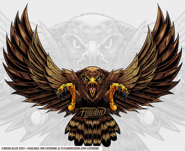 Brown Hawk Attacking Artwork by