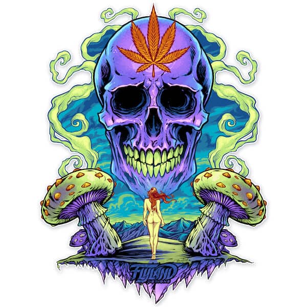 Psychedelic and Cannabis Artwork for marijuana labels, apparel, rolling trays, and other Artwork By Brian Allen Portfolio Category Thumbnail