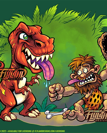 prehistoric caveman and dinosaur