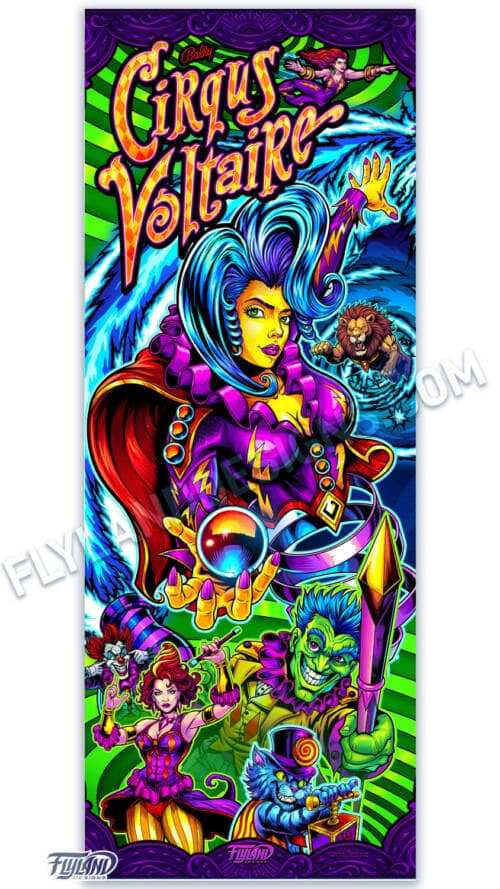 Cirqus Voltaire  Vertical Vinyl Banner with Grommets Vertical Vinyl Banner with Grommets artwork by Brian Allen