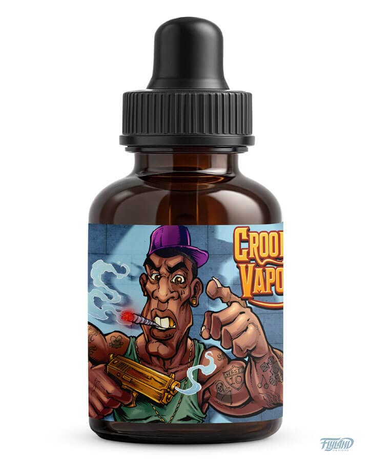 Character designs of crooks and criminals I illustrated for a line of vaping labels for a series of eJuice sold by Crooks Vapors.