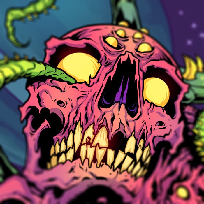 Space Skulls with Tentacles Art Print - Flyland Designs, Freelance