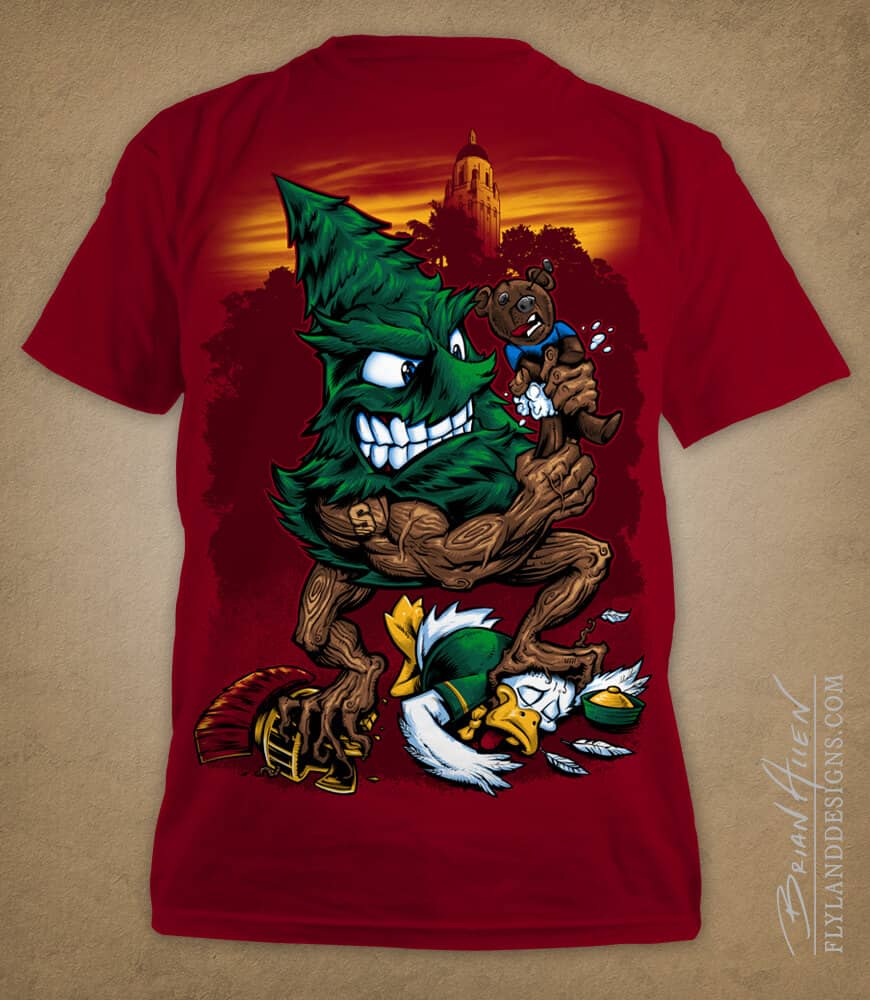 Stanford Tree Mascot T-Shirt Illustration - Flyland Designs, Freelance  Illustration and Graphic Design by Brian Allen -, image size:870x1000