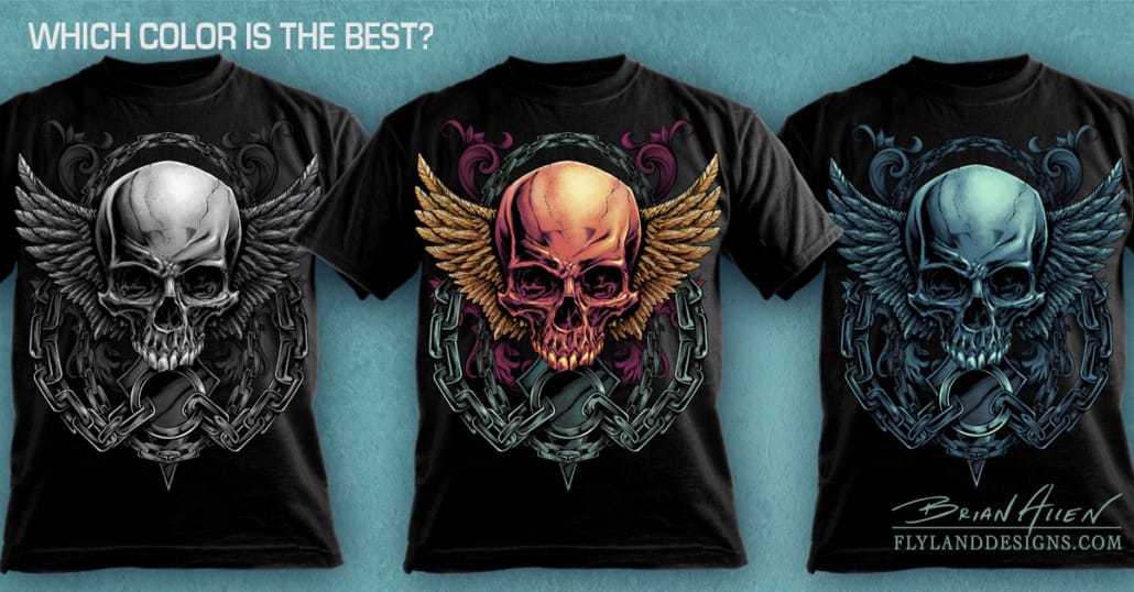 Evil skull design with wings and chains for a MMA apparel brand