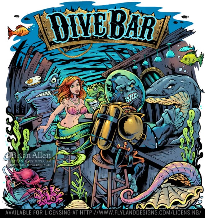 underwater bar with a mermaid