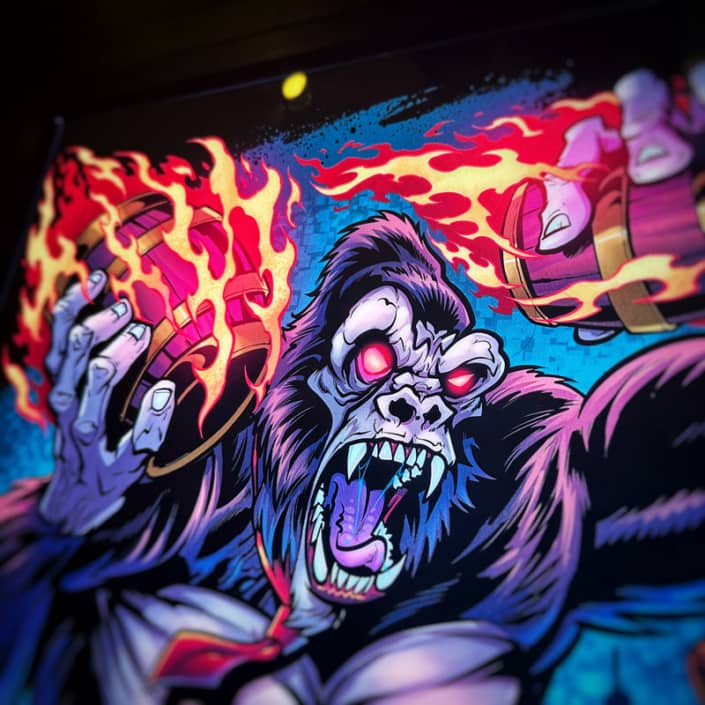 My Custom Illustration of  Donkey Kong  characters  from the Retro Video Game all bright and colorful lit up in the new  LED Voodoo Frames