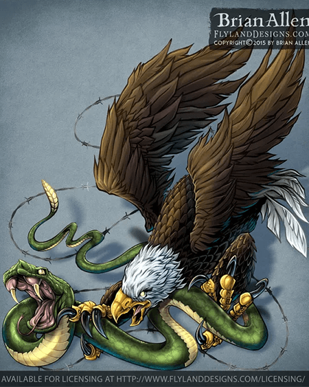 Eagle soaring down and grabbing a snake