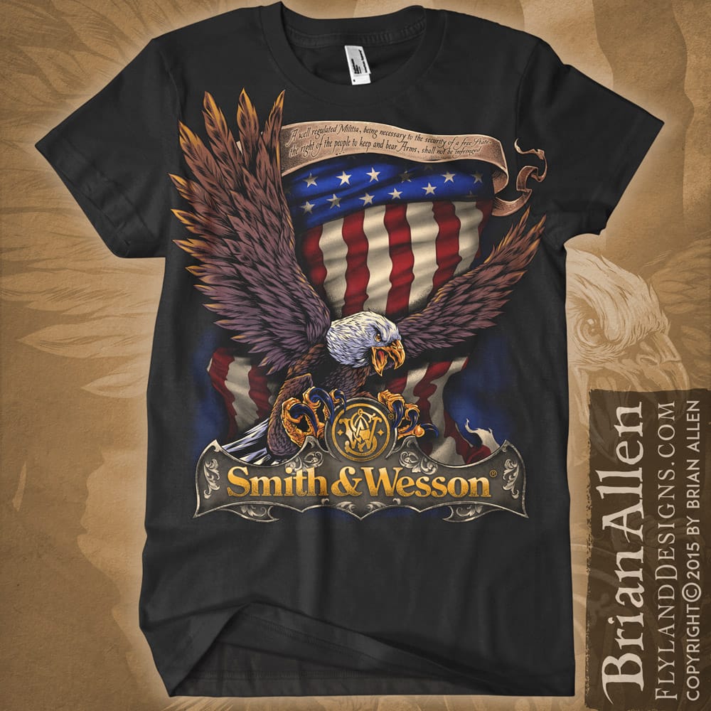 Patriotic eagle silk-screen t-shirt design.