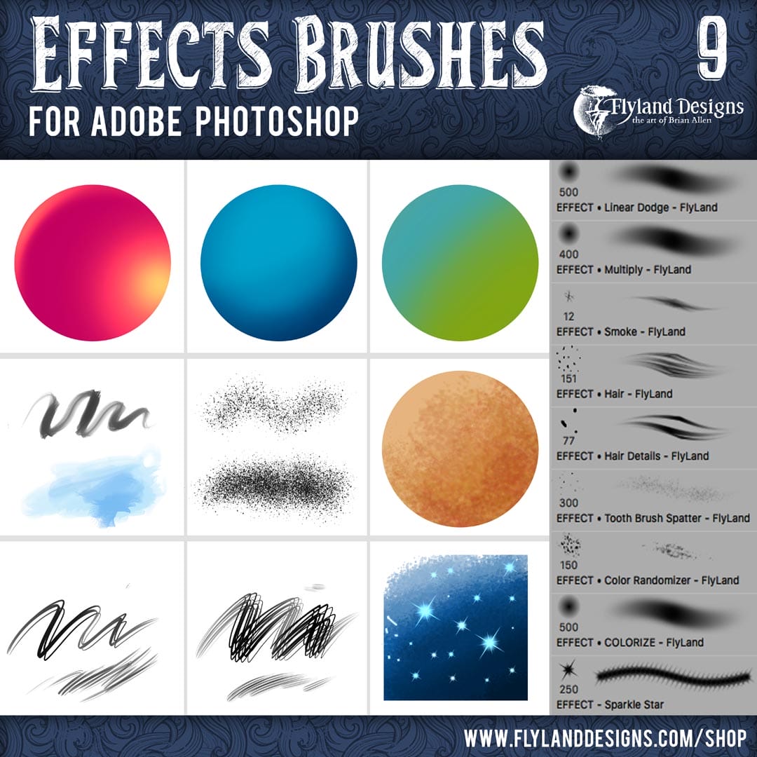 Custom Adobe Photoshop Brushes by Freelance Artist Brian Allen