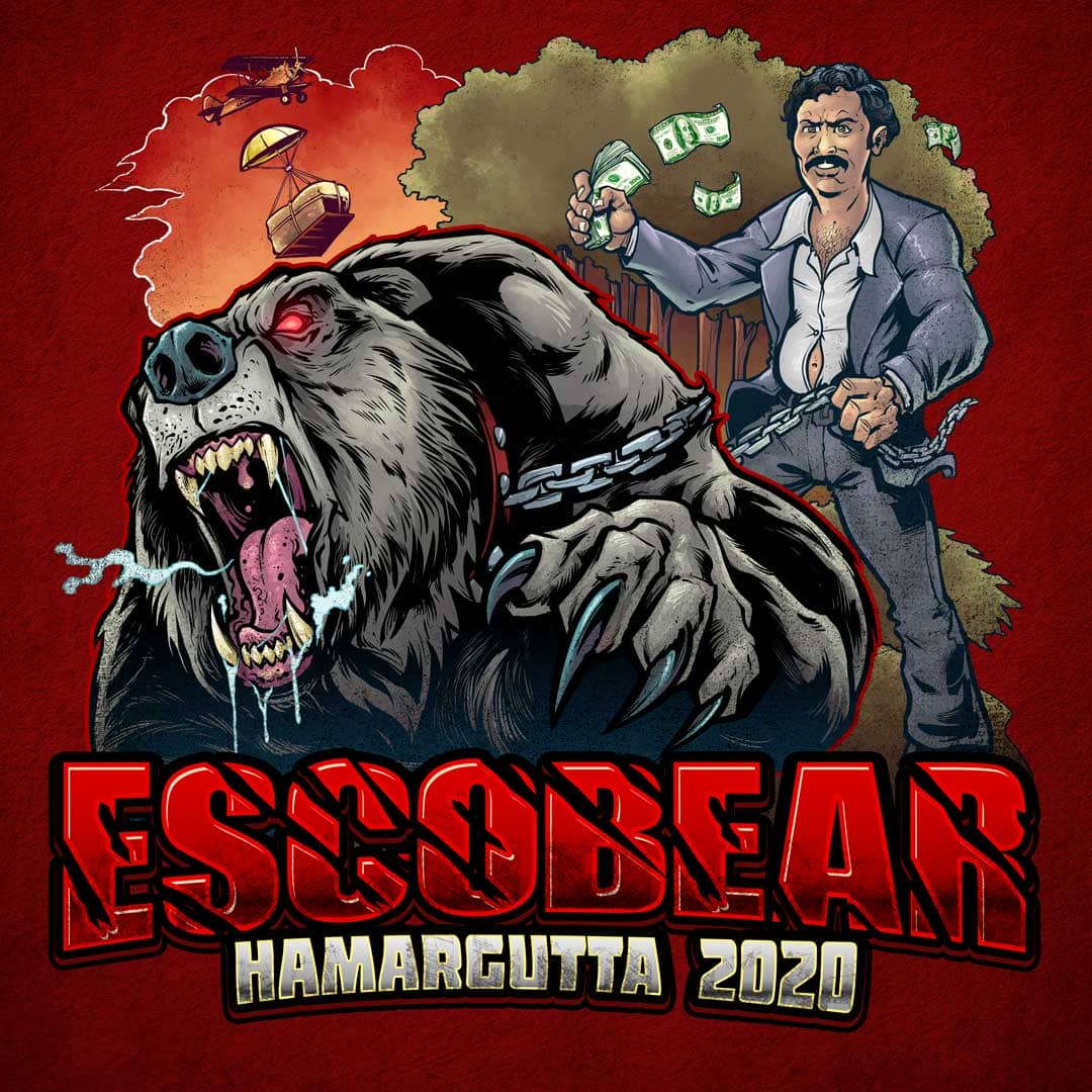 dangerous man with rabid bear on