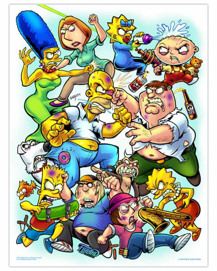 Family Guy Vs Simpsons Tribute 18"x24" Limited Edition