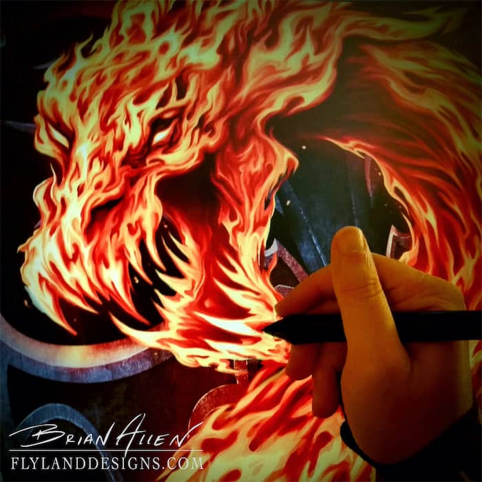 T-Shirt illustration of a dragon made of fire