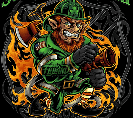 St. Patricks Day leprechaun that fights fires