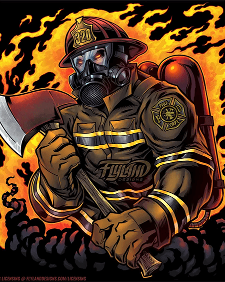 Firefighter holding an ax