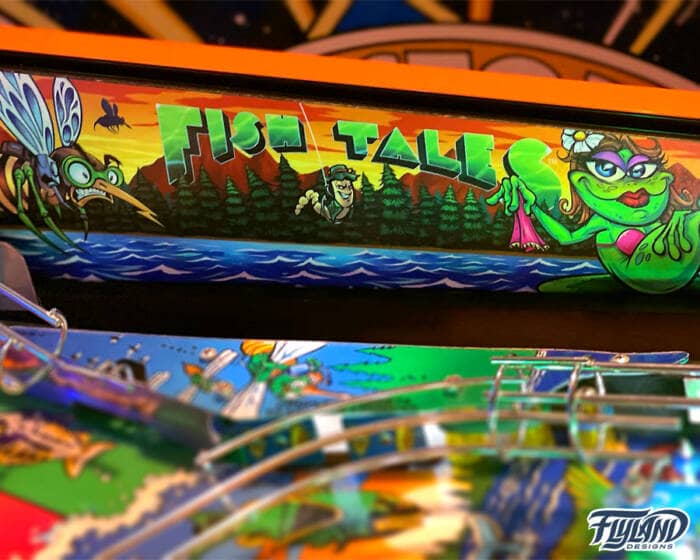 Fish Tales Side Blades illustrated by Brian Allen. This illsutration  of the things you will see when you are fishing. Sharks, Maskquitos, frogs and birds.