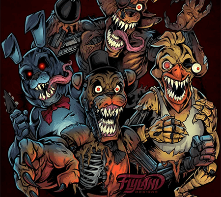 Fan art of the animatronics from the jump scare horror game five nights at freddys