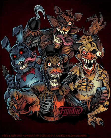 Fan art of the animatronics from the jump scare horror game five nights at freddys