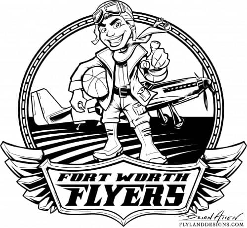 Mascot design of a black basketball player kid dressed as a pilot