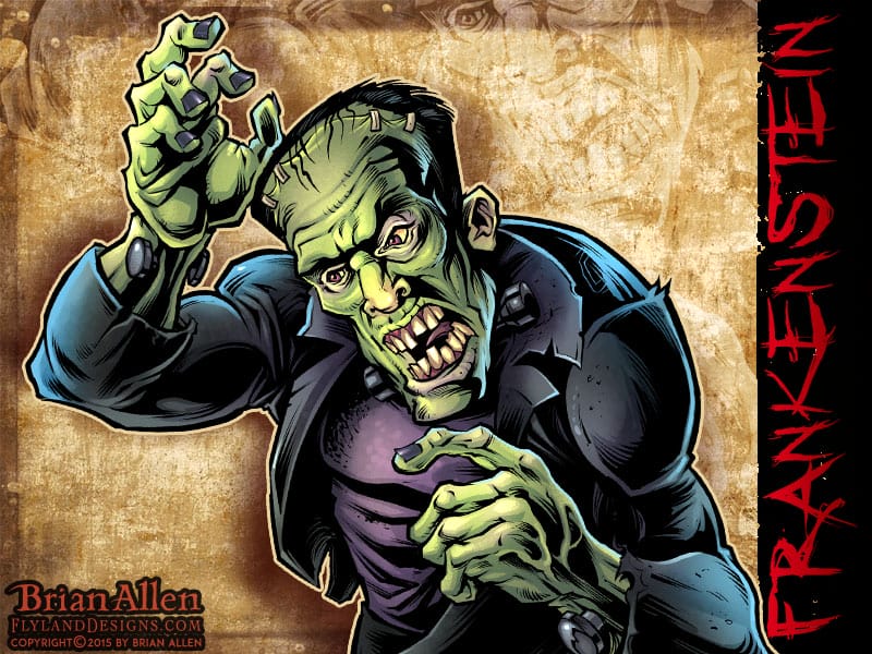 Horror Movie caricature of Frankenstein