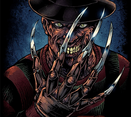 Horror villain Freddy with metal claws