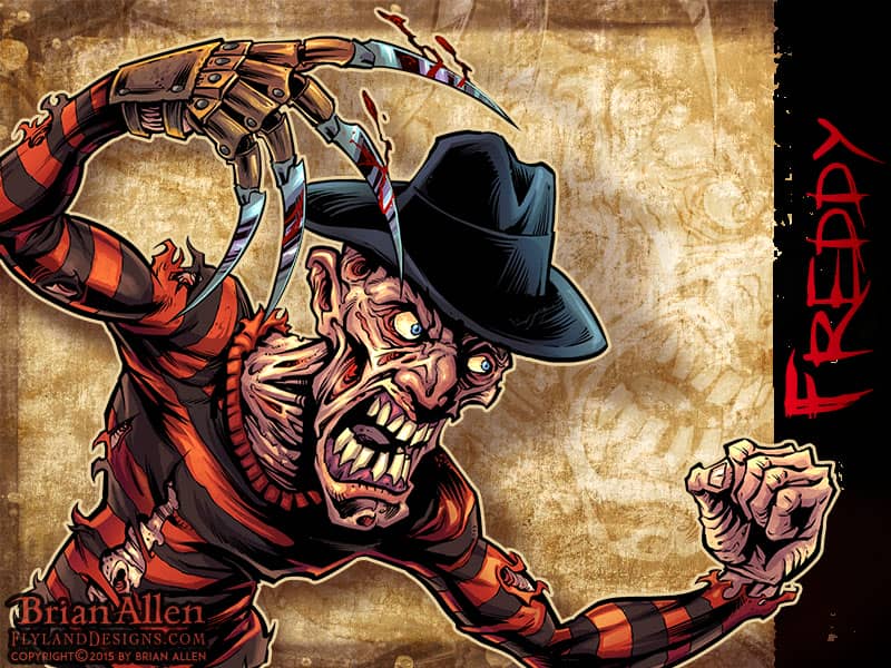 Character design of Freddy from The Nightmare on Elm Street