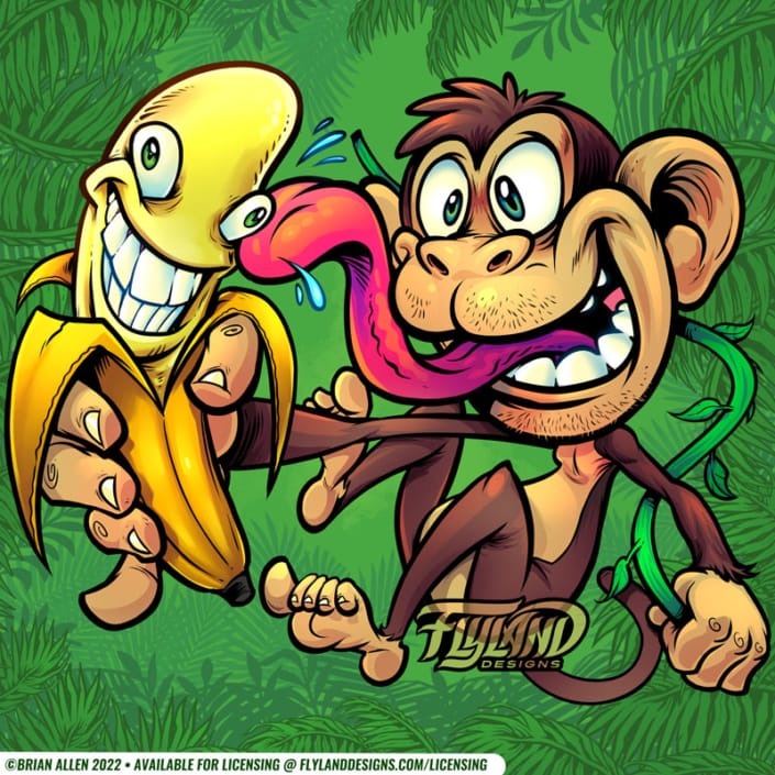 Monkey Eating Bananna Artwork by