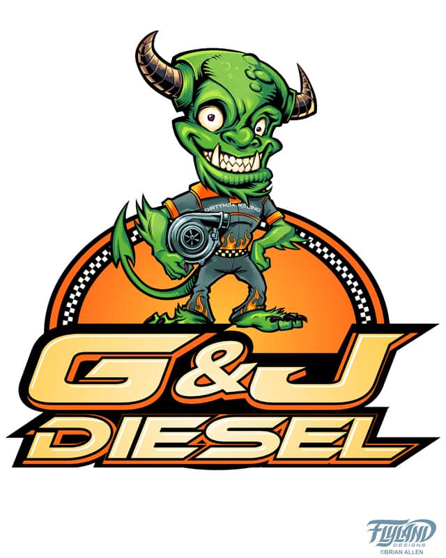To see more of my work, or hire me for freelance projects, please visit my website:  www.flylanddesigns.com Logo design I created for an automotive repair shop and racing company called G&L Diesel, featuring a monster character holding a turbo.

The client