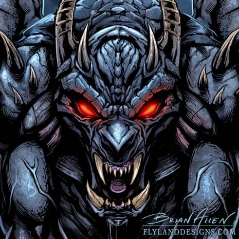 Evil Gargoyle Illustration for Dye-Sublimated Uniform