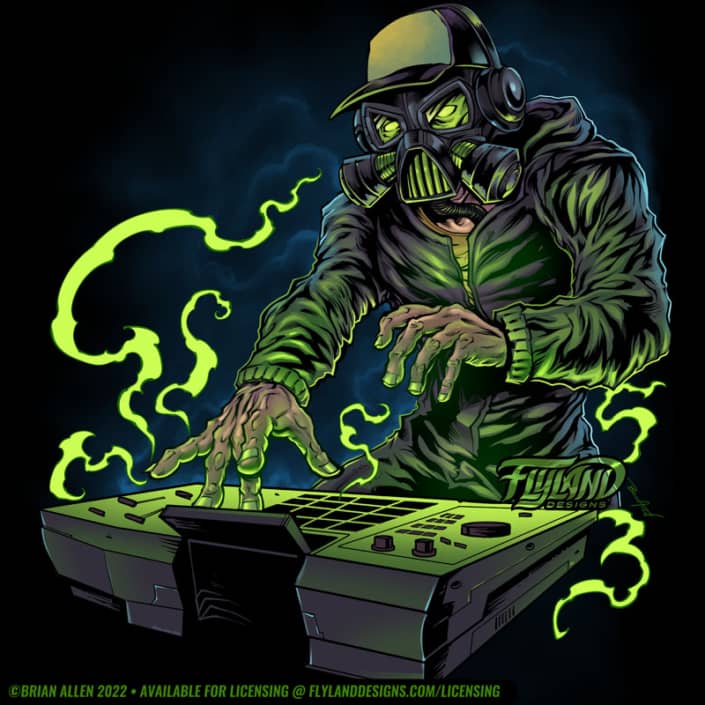 Modern Steam Punk DJ green smoke