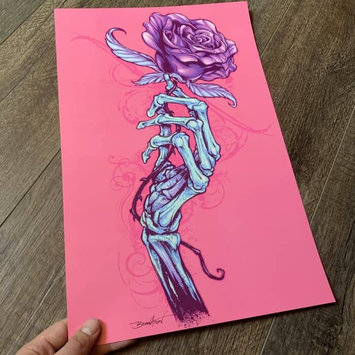 Skeleton Hand & Rose Art Print - Image 2