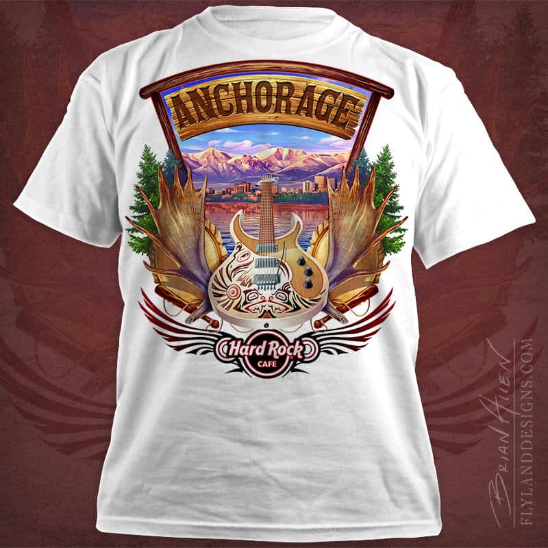 Hard Rock Cafe T-Shirt deisgns by t-shirt design illustrator Brian Allen