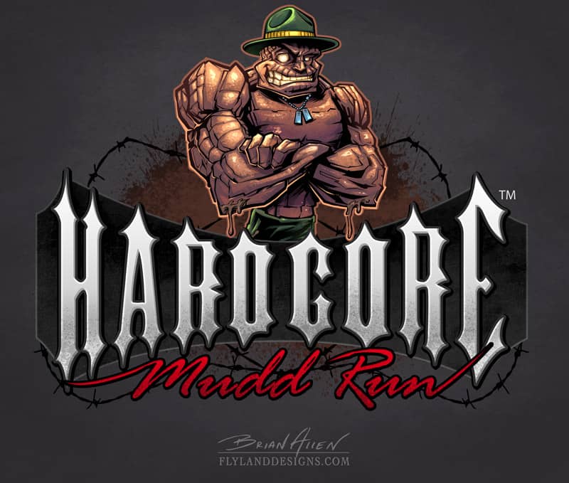 Mascot design of a rock drill instructor for a mud run obstacle course