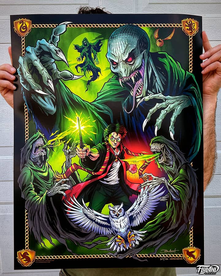 Harry Potter Vs. The Dementors and Voldemort Tribute Art drawn by artist Brian Allen.