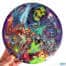 Drawing of He-Man Masters of the Universe characters includeing Lock jaw and Skeletor on a Foil Discraft Buzzz Disc artwork drawn by artist Brian Allen