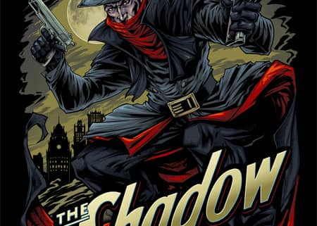 Official Artwork I designed for The Shadow Merchandise featuring the character with guns