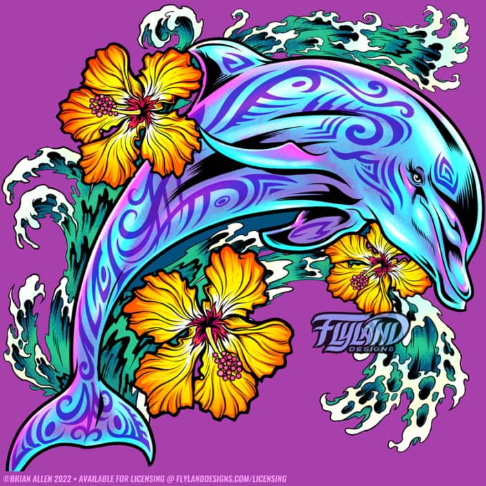 Hbiscus Dolphin Artwork by freel