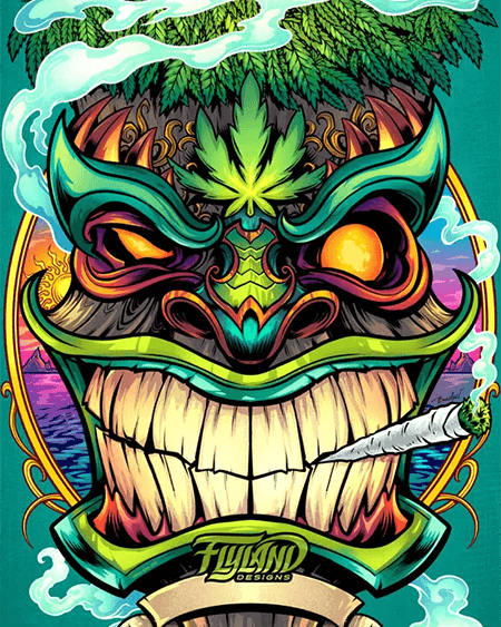 High Tiki head smoking