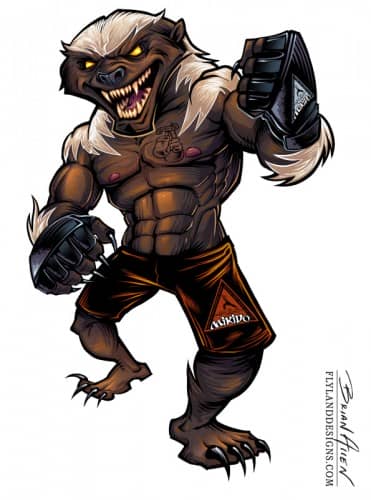 Mascot and logo design of a Honeybadger for MMA fighter