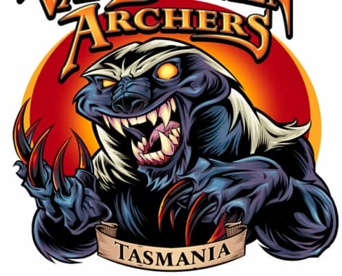 Honey Badger illustration I created for an archery club in Australia called the “Van Diemen Archers.”  If you don’t like this, Honey Badger don’t care.