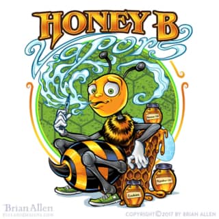 Honey bee cartoon mascot vaping