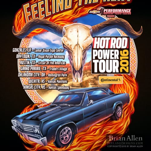 Hot rod muscle car with flames a