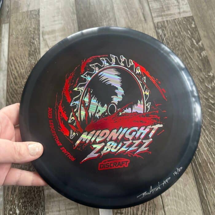 Midnight Z Buzzz Ledgestone 2023 Edition Disc Golf Disc - Black With Silver and Red Foil