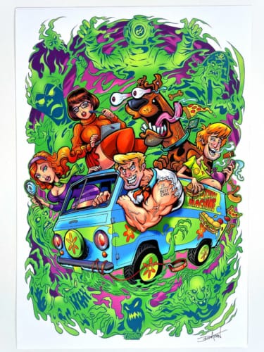 Cartoon parody illustration of Scooby Doo