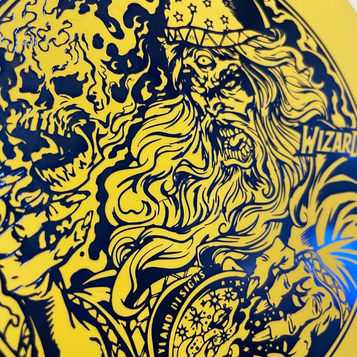 洋楽 G RAP Edward Allen RARE Gateway Wizard Disc Golf Disc - Yellow Disc with Blue Foil - 176