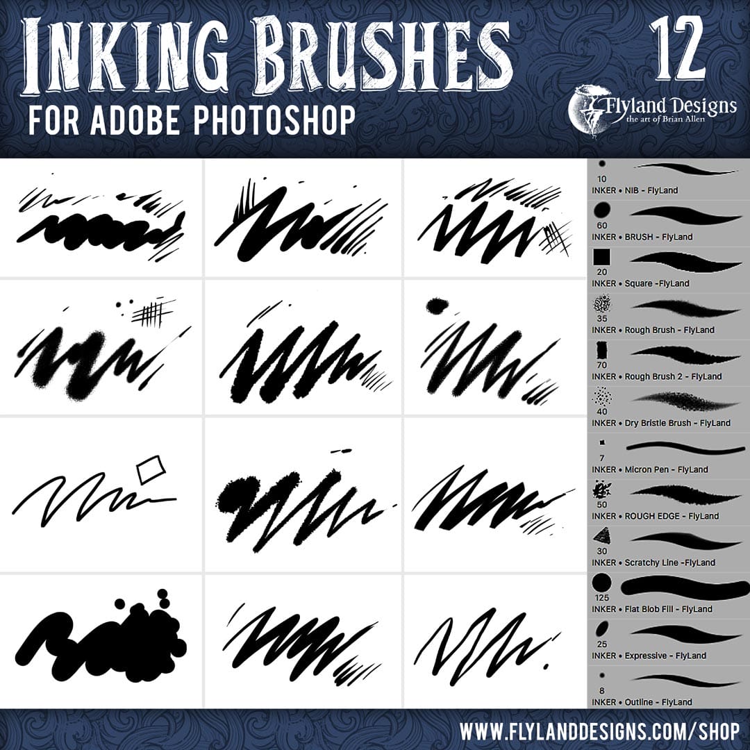 Custom Adobe Photoshop Brushes by Freelance Artist Brian Allen