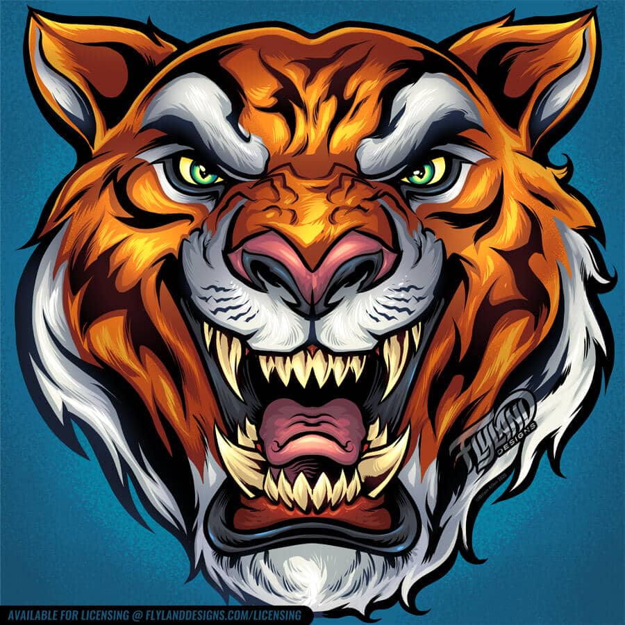 Orange Tiger head with black str