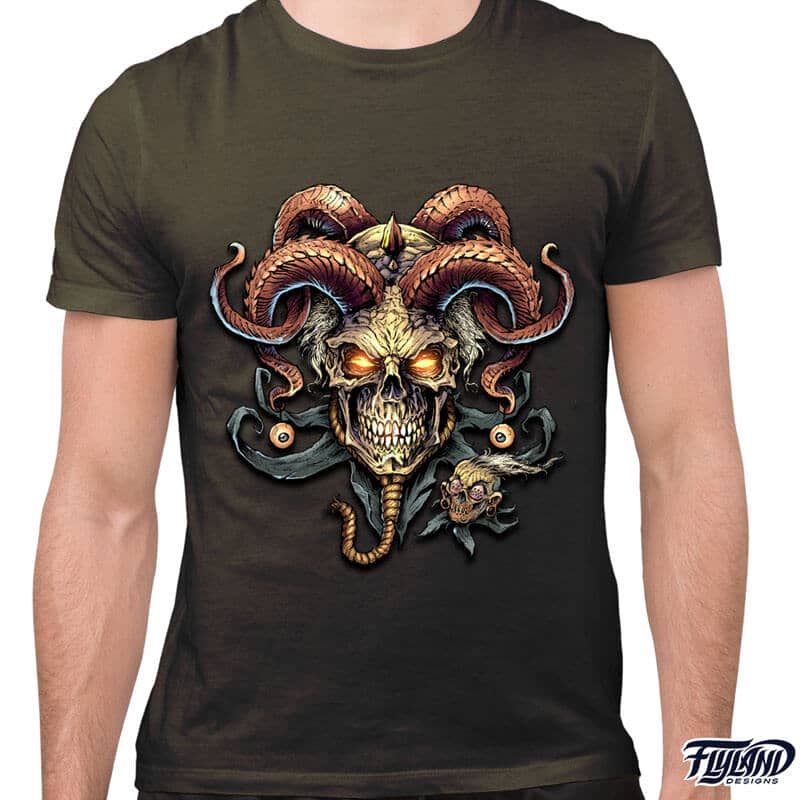 Jester Skull With Horns T-Shirt Artwork by Brian Allen