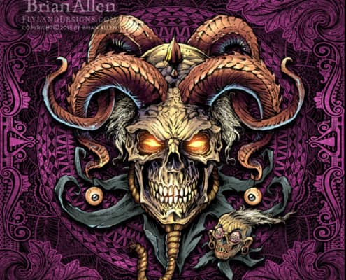 Evil Jester and Skull with Horns