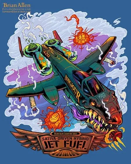 Jet Fuel fire weed pot bud 420 airplane