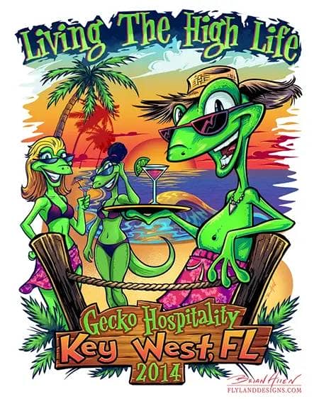 Keywest T-Shirt gecko florida beach